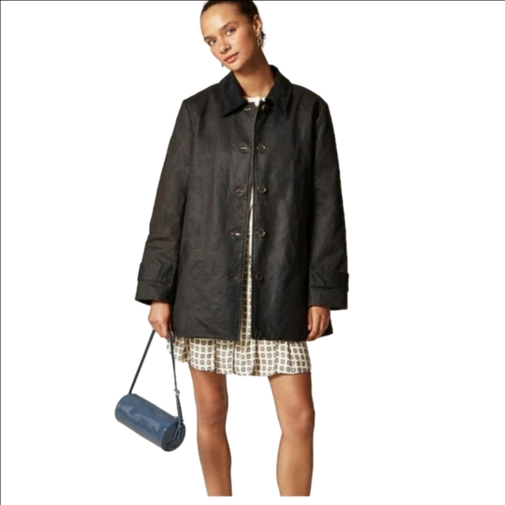 J Crew Coated Barn Jacket™  CN058 NWT $278 Washed Black Grey Combo